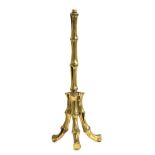 A French brass faux bamboo table lamp, 33cm high to base of fitting