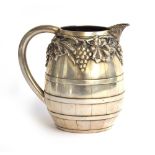 A Portuguese 833 silver banded waterjug, chased with grape and vine detail, Porto assay mark (1887-