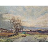 Nan Livingston (Scottish, c. 1876-1952) A Main Road, West Lothian, oil on board, signed lr.rt, 26.