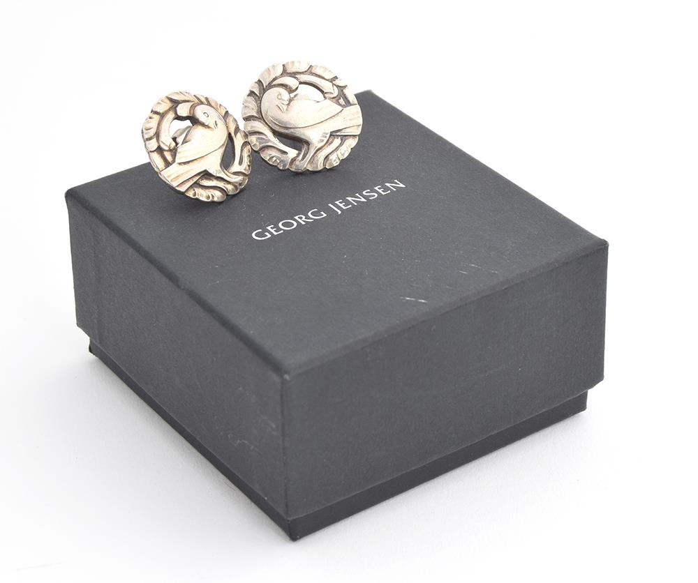 A pair of silver Georg Jensen dove stud earrings, stamped no. 66, designed by Kristian Moehl-Hanson, - Image 2 of 2