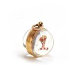 A 19th century gold mounted double sided Essex crystal locket pendant, one side with reverse painted