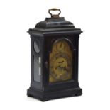 A George III mantel clock by Gabriel Leekey, London, in ebonised oak case, the signed dial with