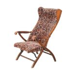 A Victorian walnut framed campaign chair, late 19th century, 103cm high