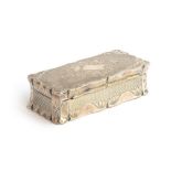 An engraved and engine turned silver snuff box, shaped rectangular form, the hinged lid engraved