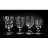 Four faceted Georgian glasses