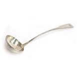 A George III Scottish silver plain fiddle pattern soup ladle by Alexander Henderson, Edinburgh 1809,