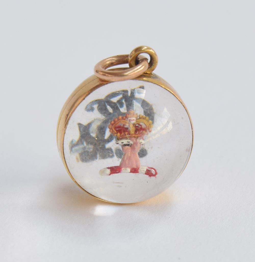 A 19th century gold mounted double sided Essex crystal locket pendant, one side with reverse painted - Image 4 of 6