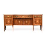 A George III mahogany and marquetry sideboard, late 18th century, 220cm wide, 65cm deep, 93.5cm high