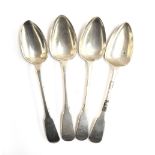 A lot of four silver fiddle pattern dssert spoons, two by Robert Gray & Son, Edinburgh 1808, the