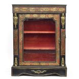 A 19th century French boulle work pier cabinet, the glazed door flanked by ormolu mounts, either end