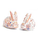 A pair of early 20th century Chinese imari style rabbit figurines by YaYou Zhen Cang, each marked to