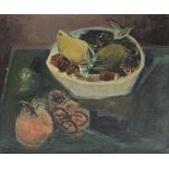 20th century oil on canvas, still life of fruit, signed indistinctly lower left, 37x44cm