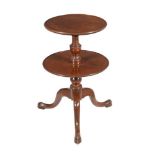 A George III mahogany two tier dumb waiter, circa 1780, 82cm high, 52cm diameter