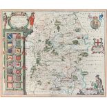 J Blaeu, 17th century hand coloured map of Wiltshire, 'Wiltonia sive comitatus Wiltoniensis,