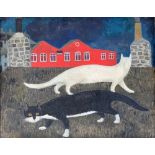 Anne Harriet Sefton 'FISH' (1890-1965) Cats That Pass in the Night, oil on board, 48x41cm