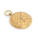 An 18ct gold ladies fob watch, signed Swiss movement, 36mm diameter, 31g