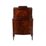 A continental mahogany and ebony strung side cabinet, circa 1820, the superstructure with