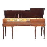 A Longman Clementi & Co square Pianoforte with satinwood stringing, the reeded tapering legs with