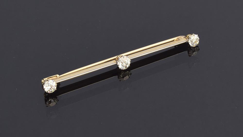 An early 20th century gold and old brilliant cut diamond set knife edge bar brooch, tests as at - Image 2 of 4