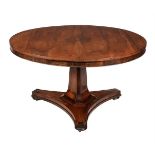 A George IV rosewood centre table, circa 1830, 72cm high, 127cm diameter