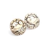 A pair of silver Georg Jensen dove stud earrings, stamped no. 66, designed by Kristian Moehl-Hanson,