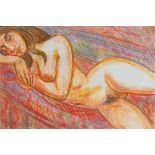 John Reay (British 1947-2011) Reclining Nude, signed 'John Reay' (lower left) pastel 37 x 55cm