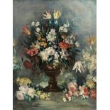 Early 20th century Italian, still life of flowers, oil on canvas, signed, 73x57cm Provenance: from