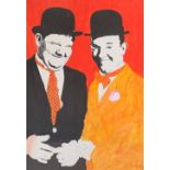 Jeffrey Morgan (b. 1942), original Laurel and Hardy design for tin print for JRM Designs Ltd,