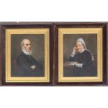 A pair of 19th century portraits, oil on board, 35x28cm
