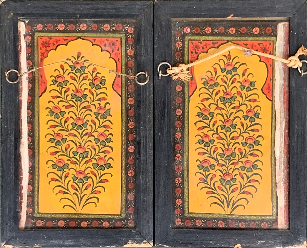 A pair of Persian Qajar lacquer panels, double sides, each with profuse floral decoration, each - Image 2 of 2