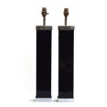A pair of contemporary black acrylic and chrome table lamps, 51cm high to base of fitting