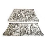Two Sicilian chased silver plaques, 18th century, silver chased plaques, the smaller depicting the