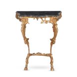 A mid 18th century giltwood and marble topped console table, 80cm high, 66cm wide, 34cm deep