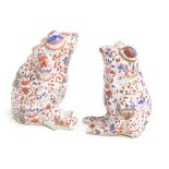 A pair of early 20th century Chinese imari style frog figurines by YaYou Zhen Cang, stamped to base,