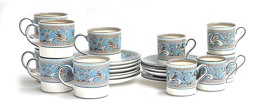 A set of Wedgwood 'Florentine' coffee cups (11) and saucers (12)