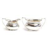 A silver sugar bowl and milk jug by Hukin & Heath Ltd, Birmingham 1930, 7.2ozt (2)