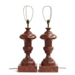 A pair of faux marble Casa Pupo style resin table lamps, turned baluster form on square bases,