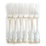 A lot of six George V King's pattern dessert forks by Robinson & Co Ltd, London 1915 and 1917, 12.