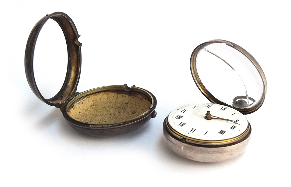 An early 19th century pair cased silver pocket watch, the fusee movement engraved M Moser, Dover, - Image 2 of 4