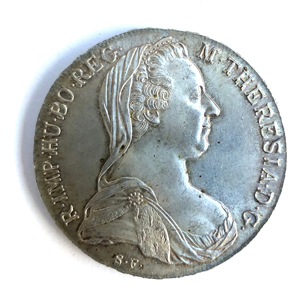 A 1780 Mother Theresa silver Thaler coin