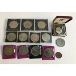 A small quantity of commemorative coins to include EEC 50p 1973, Churchill, five shillings 1953,