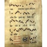 A plain song music manuscript, 53cmW