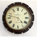 A Victorian wall clock, the enamel dial signed Roberts, Kingston, some damage, 42cmD