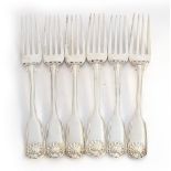 A lot of six Victorian King's pattern dessert forks by William Eaton, London 1844, 9.1ozt