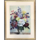 20th century watercolour still life of flowers, signed Q Thompson, 52x38cm