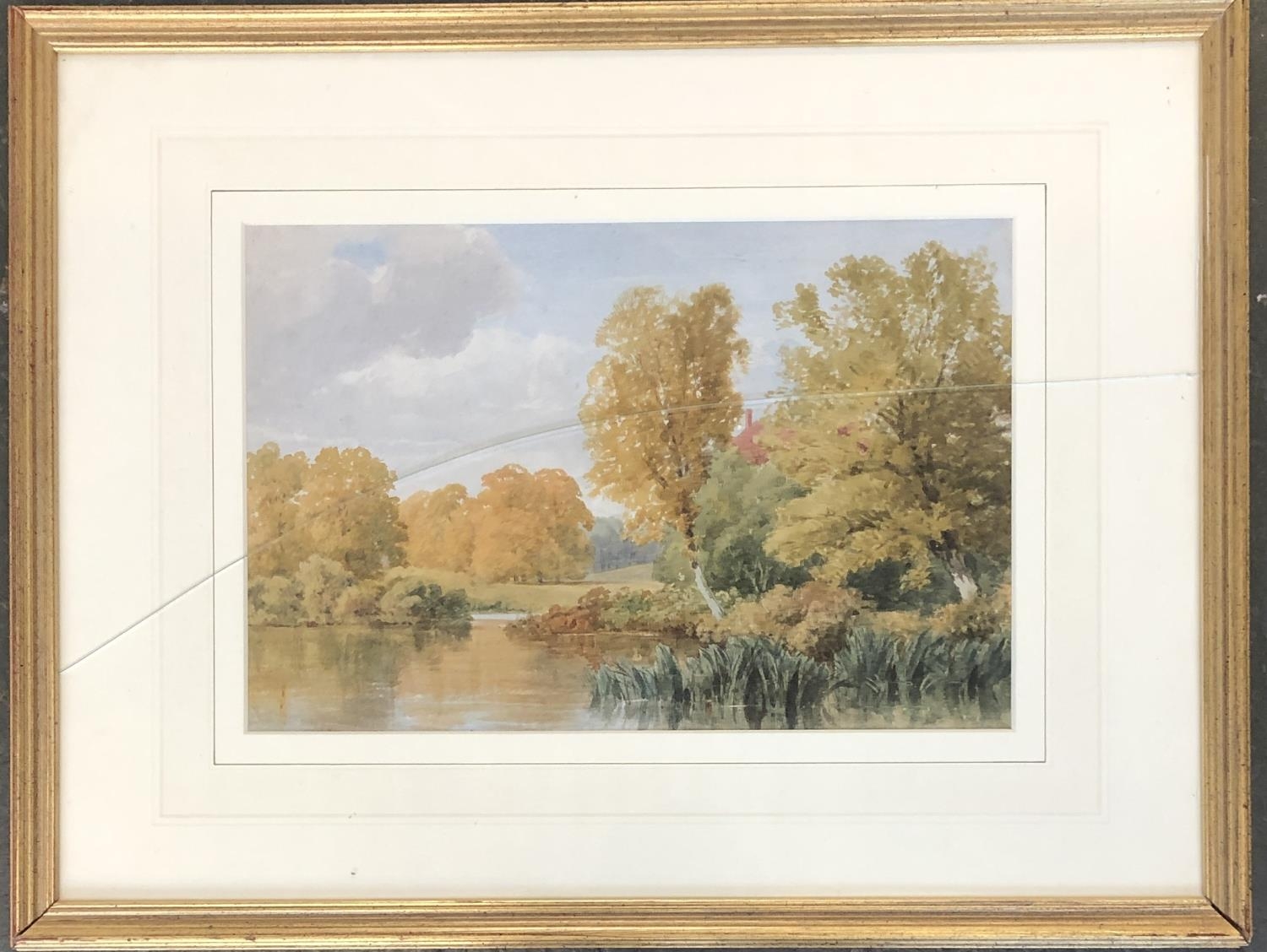 William J Ferguson (fl. 1849-1878), watercolour, 'On the Thames, bears label to verso, reportedly