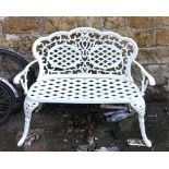 A white painted aluminium garden bench, 113cmW