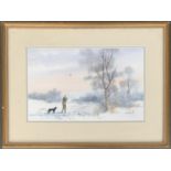 Trevor Parkin (b.1935), watercolour on paper, pheasant shooting in the snow, signed lower right,