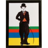 Jeffrey Morgan (b.1942) Charlie Chaplin - 1960s tin print for JRM Designs Ltd, 55 x 41cm