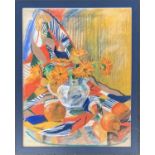 Janice Walton, pastel still life, 'Oranges and Marigolds', 63x49cm
